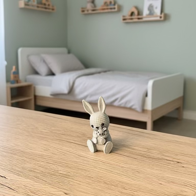 Petit lapin dans les bras de sa maman