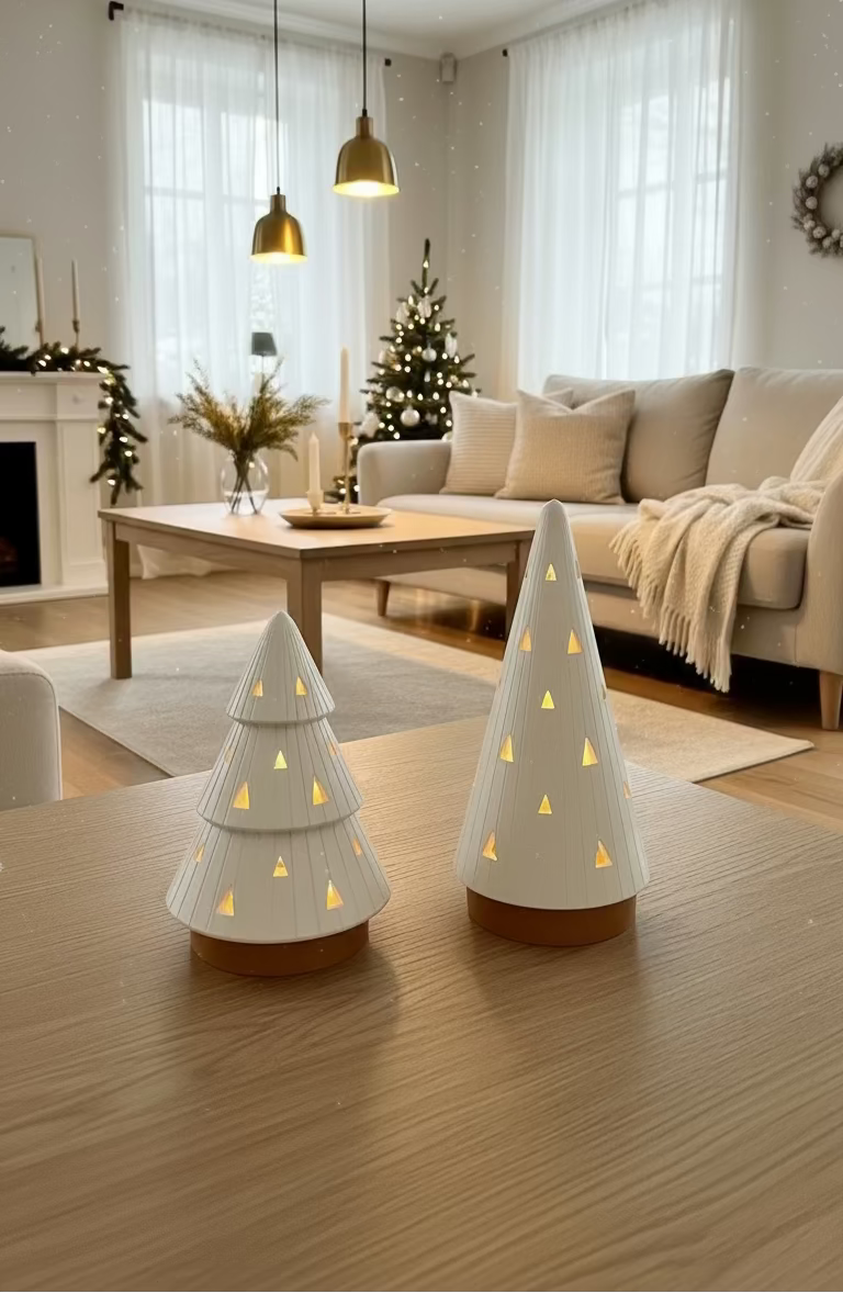 Duo de Bougeoirs Sapin de Noël – Avec bougies LED