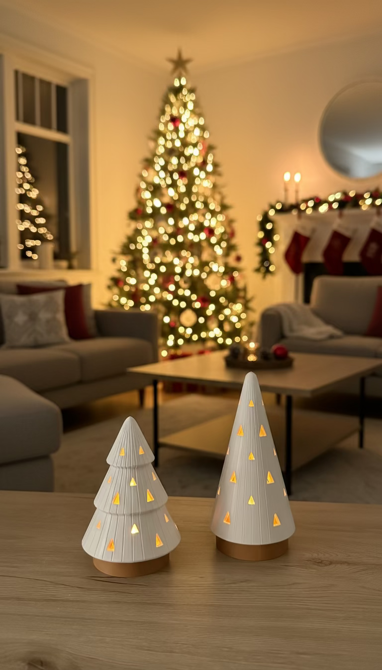 Duo de Bougeoirs Sapin de Noël – Avec bougies LED